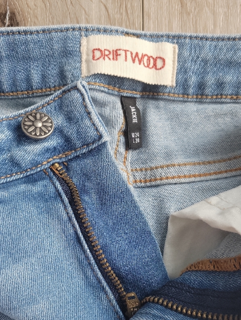 DRIFTWOOD Light Blue Skinny Jeans with Pink Floral Embroidery - Picture 3 of 7